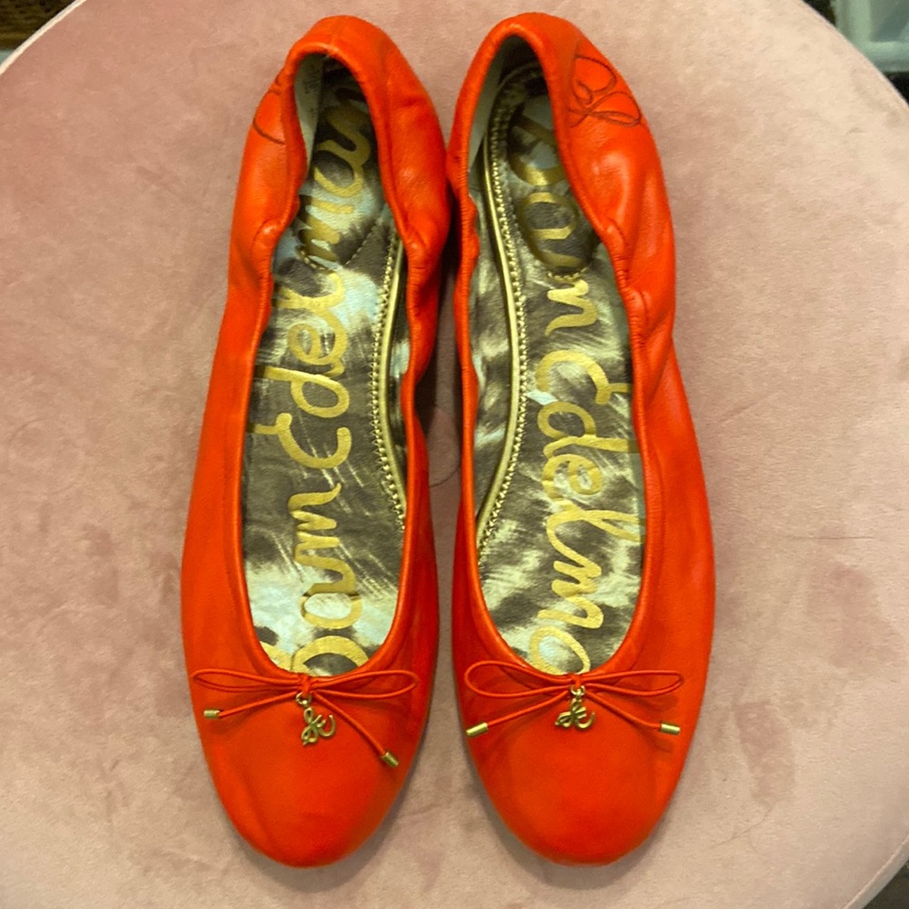 Cherry Red Leather Ballet Flats